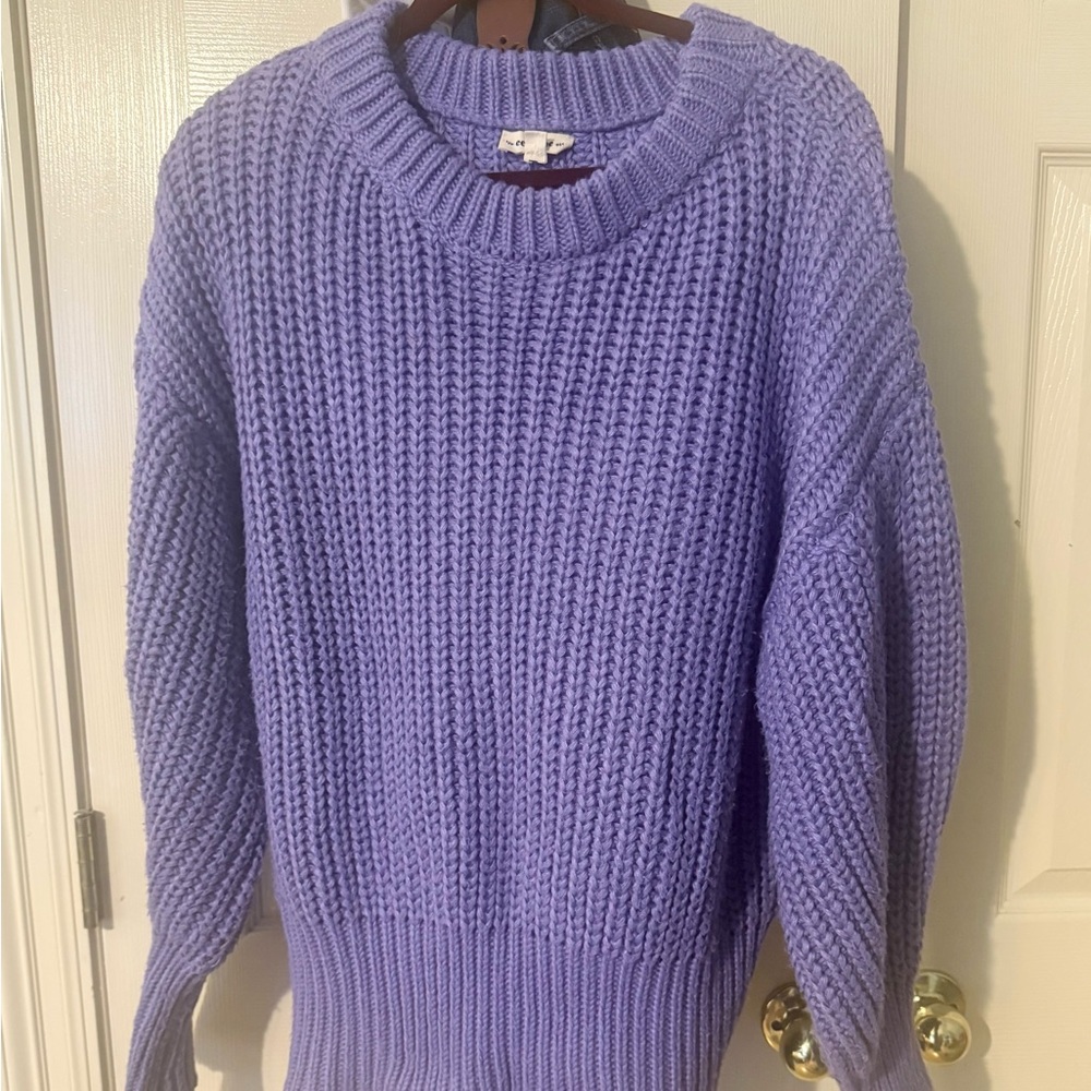 Chunky Knit Sweater Purple Size L